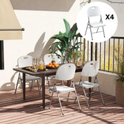 Set of Four Foldable Outdoor Chairs in White Lightweight and Compact by Outsunny