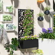 Outsunny Metal Garden Bed with Trellis, Wall Mounted or Freestanding Raised Planter with Privacy Panel, Black Outsunny