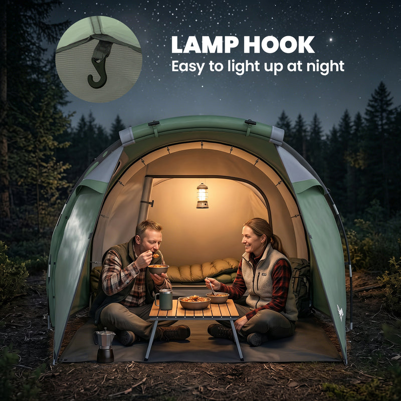 Outsunny Three-Man, Two-Room Tent - Green