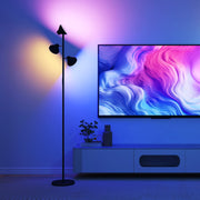 Adjustable Three Head Floor Lamp for Living Room or Office Reading Light Black