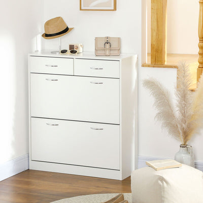 HOMCOM Narrow Shoe Storage Cabinet, White Homcom
