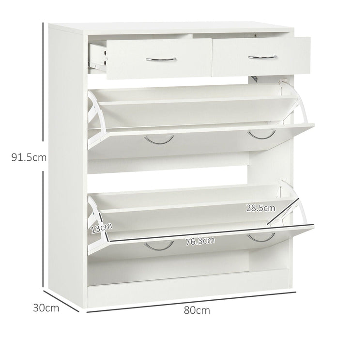 HOMCOM Narrow Shoe Storage Cabinet, White