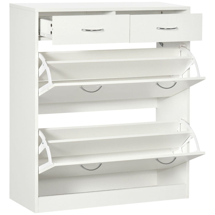 HOMCOM Narrow Shoe Storage Cabinet, White