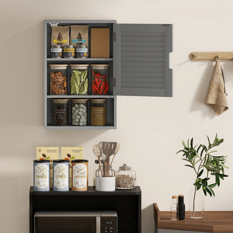 Wall Mounted Bathroom Cabinet With Adjustable Shelves For Compact Storage Grey AOSOM