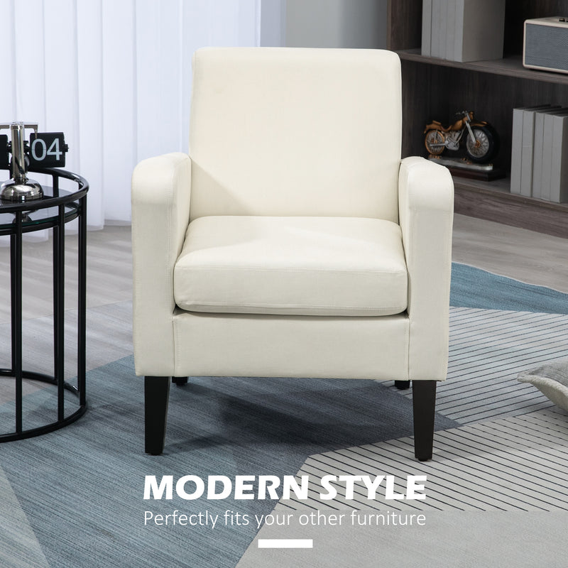 Modern Accent Chair with Solid Wood Legs Ideal for Lounge or Bedroom Use Cream White