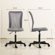 Office Chair for Small Home Office Spaces with Mesh Back and Adjustable Height Grey AOSOM