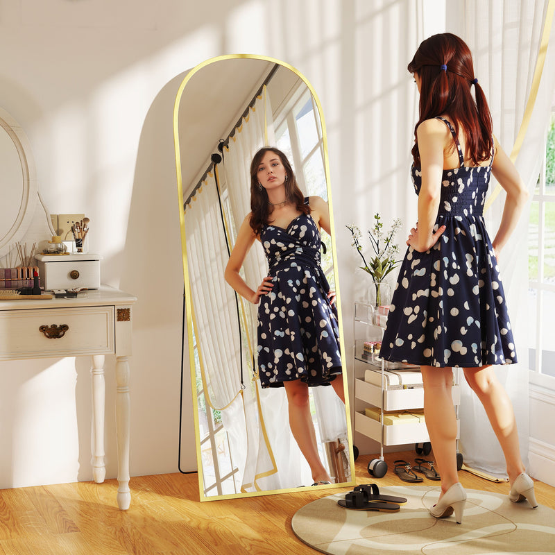 Gold Full Length Standing Mirror with 165cm Aluminium Frame Ideal for Bedroom or Dressing Room