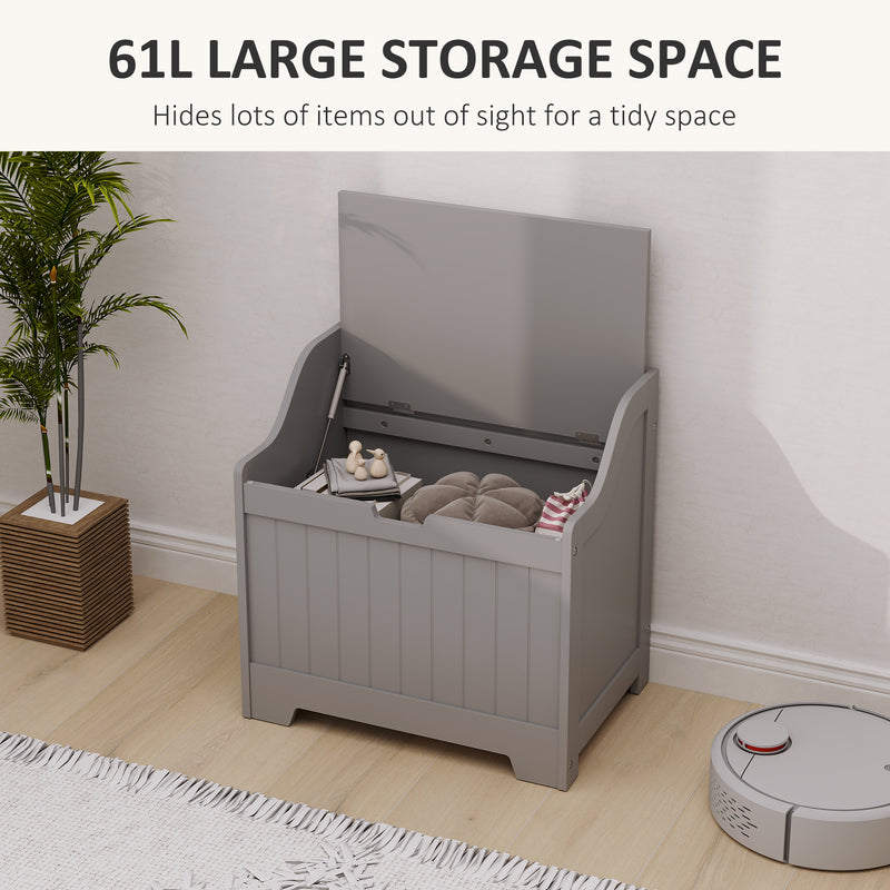 Grey 61L Home Storage Chest With Lift Top Lid And Modern Design By HOMCOM