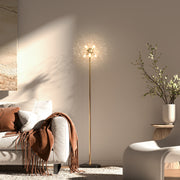 160cm Tall Floor Lamp with Crystallite Dandelion Design and Foot Switch, Silver