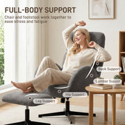 Armchair and Footstool Set with Swivel and Rocking for Relaxing at Home Grey AOSOM