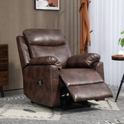 Electric Riser Recliner Chair With 70 Degree Tilt And Faux Leather Upholstery, Dark Brown
