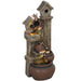 2-in-1 Waterfall Fountain with Birdhouse LED Lights and Pump Tree Trunk Design by Outsunny