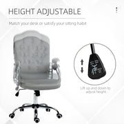 Velvet Feel Office Chair With Diamante Button Backrest For Home Or Desk Use, Grey