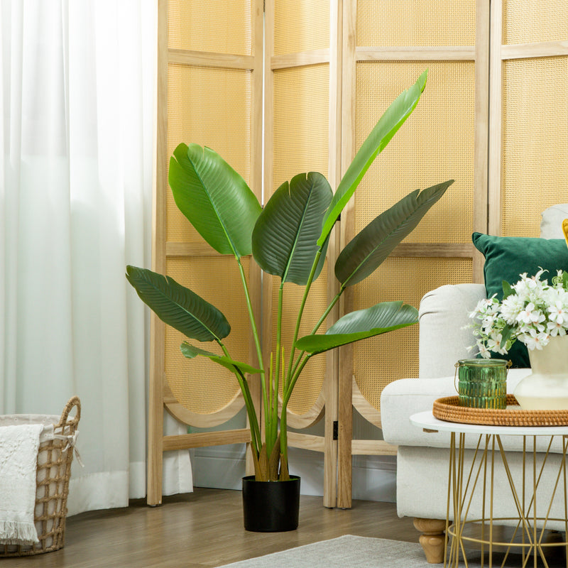 Artificial Bird of Paradise Plant 109cm with Realistic PEVA Leaves in Pot for Home Decor Green