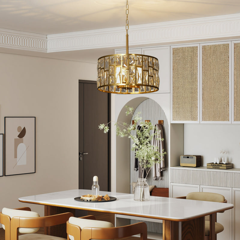 72 Drop Crystal Glass Chandelier Ceiling Light for Dining Room or Hallway, Gold-Tone