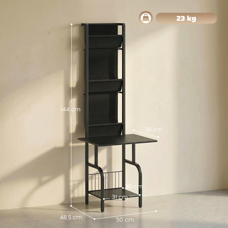 Tall Media Stand for Organising Vinyl Records and CDs with Space Saving Vertical Design Black Homcom