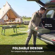 Portable Folding Charcoal Barbecue with Side Shelves for Easy Outdoor Grilling Green Outsunny
