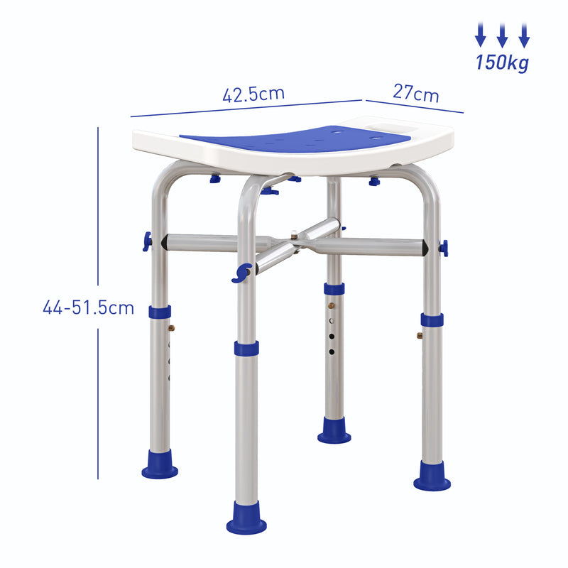 White Adjustable Aluminium Shower and Bath Stool 44-51.5 cm by HOMCOM