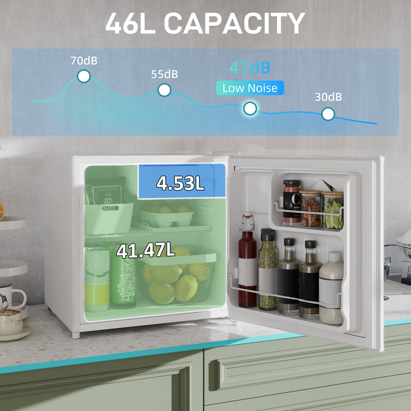 46 Litre Table Top Mini Fridge With Ice Box And Reversible Door For Bedroom Use Cream