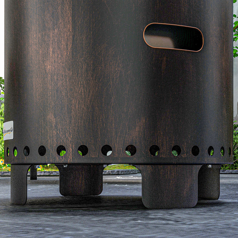 Black Metal Smokeless Wood Fire Pit for Garden Heating and Outdoor Evenings AOSOM