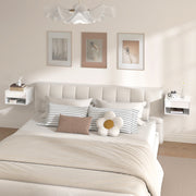 Floating Bedside Tables Set of 2 with Drawer and Shelf for Space Saving Storage High Gloss White AOSOM