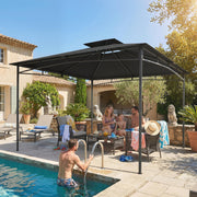 3x3m Metal Garden Gazebo with Weatherproof Canopy for Outdoor Dining and Gatherings, Dark Grey Outsunny