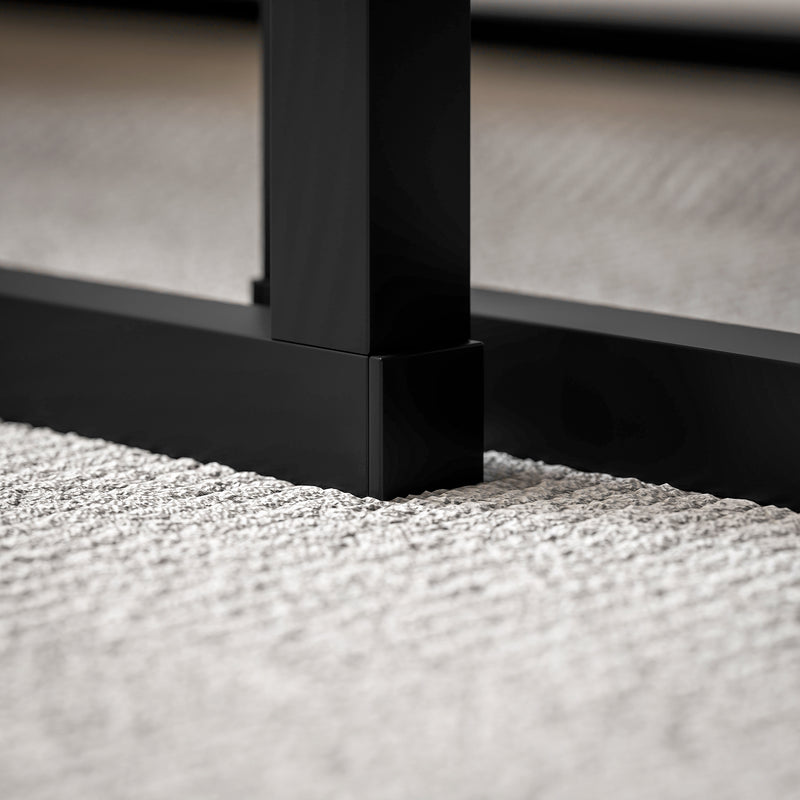 Set of 2 Dark Grey Marble Effect Coffee Tables With Metal Frame For Living Room Use