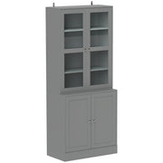 Grey Double Storage Display Cabinet with Shelves by HOMCOM