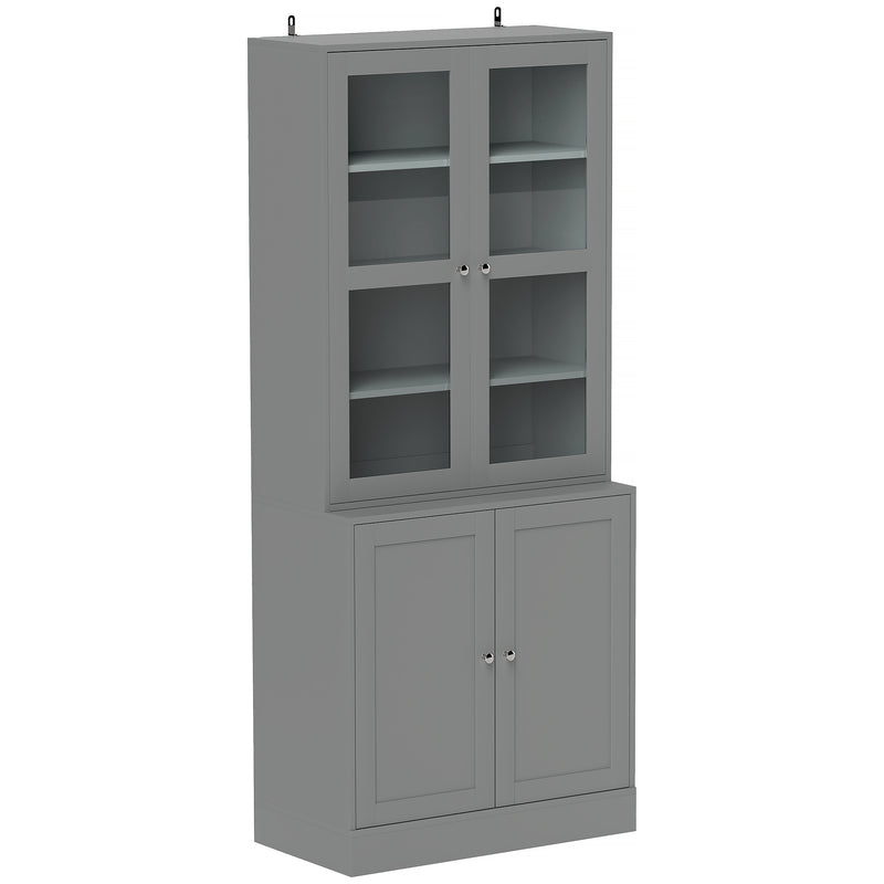 Grey Double Storage Display Cabinet with Shelves by HOMCOM