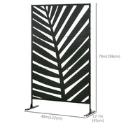 Black Metal Banana Leaf Privacy Screen With Stand For Garden Patio Or Hot Tub Use