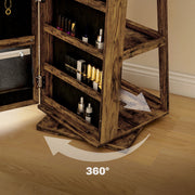 Lockable Rustic Brown Jewellery Cabinet With 360Â° Swivel and Full Length Mirror by HOMCOM