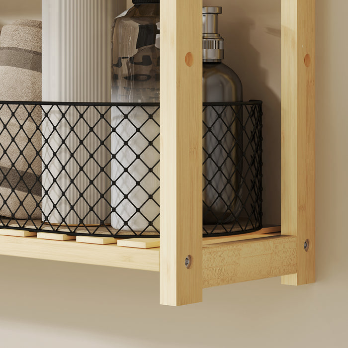 Three Tier Bamboo Bathroom Storage Rack Natural Finish by HOMCOM