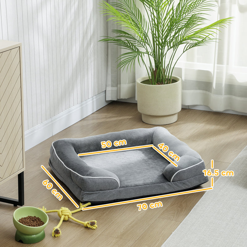 Raised Dog Sofa Bed With Removable Washable Cover Non Slip Base For Small Pets Grey AOSOM