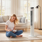 Tower Fan with Smart App Control and Quiet Sleep Mode for Home and Bedroom White AOSOM