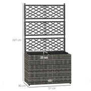 Mixed Grey Rattan Planter with Trellis and Two Raised Beds for Climbing Plants Garden Use