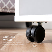 White Open Wardrobe On Wheels With Hanging Rail And Shelves For Bedroom Or Hallway