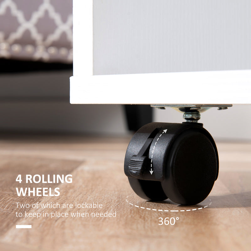 White Open Wardrobe On Wheels With Hanging Rail And Shelves For Bedroom Or Hallway