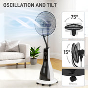 Pedestal Misting Fan with Water Spray 3 Speeds Tilt Head Oscillating