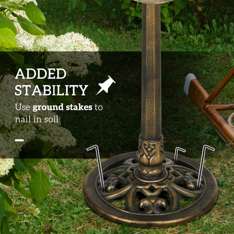71cm Vintage Bronze Bird Bath with Lotus Leaf Basin for Garden by Outsunny
