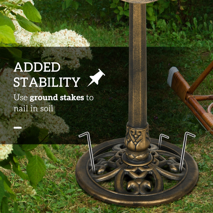 71cm Vintage Bronze Bird Bath with Lotus Leaf Basin for Garden by Outsunny