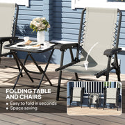 3 Piece Garden Bistro Set For Balcony Or Patio With Foldable Table and Chairs, Cream White Outsunny