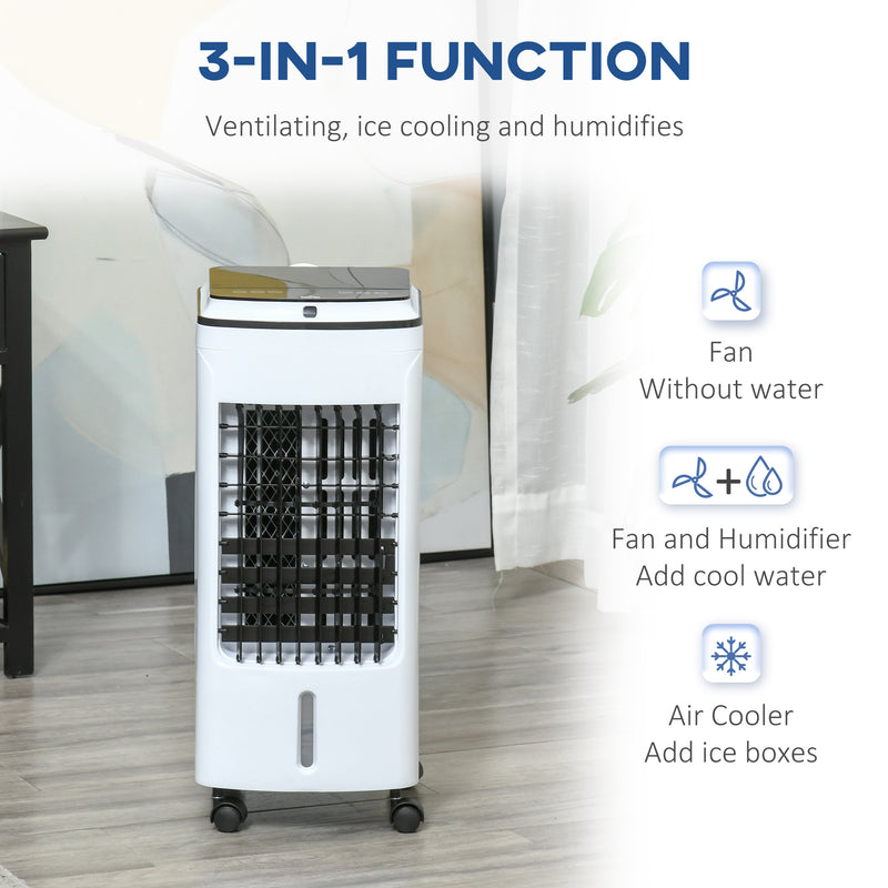 3 in 1 Portable Air Cooler with Timer Remote and 4L Water Tank for Home Use, White
