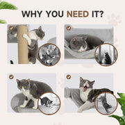 Light Grey 4 Piece Cat Wall Shelves with Scratching Post Ladder Steps and Toys for Indoor Cats by PawHut