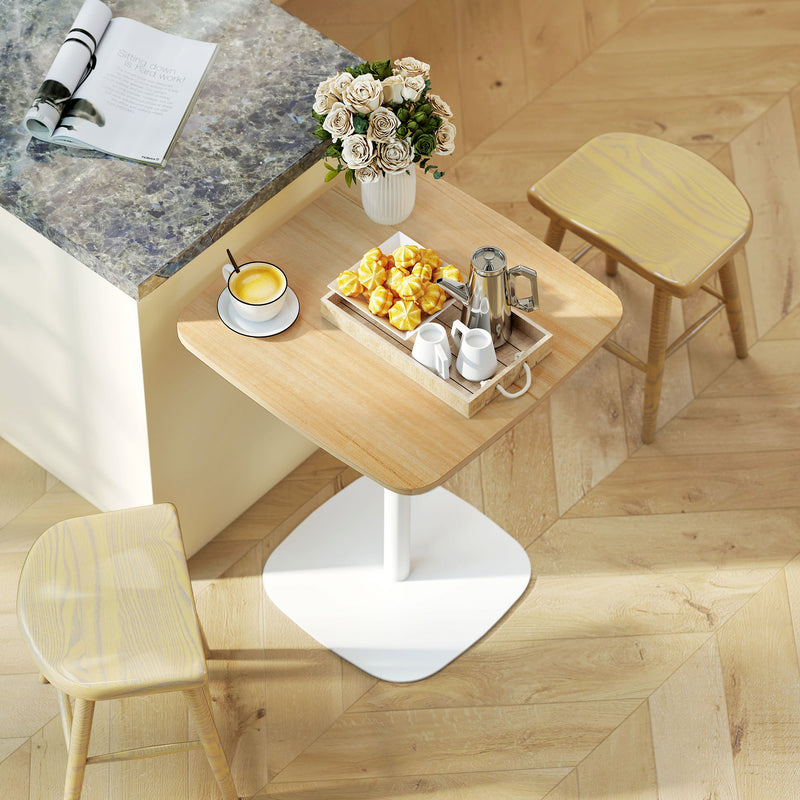 Compact Dining Table for Two Ideal for Small Kitchens Easy Clean Natural Wood White