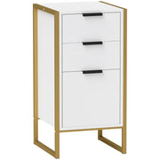 White Industrial 3 Drawer Chest of Drawers with Metal Frame for Bedroom and Living Room by HOMCOM