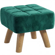 HOMCOM Velvet Square Padded Footstool - Dark Green AOSOM