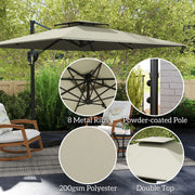Light Grey 3m Square Hanging Cantilever Garden Umbrella with Weighted Base by Outsunny