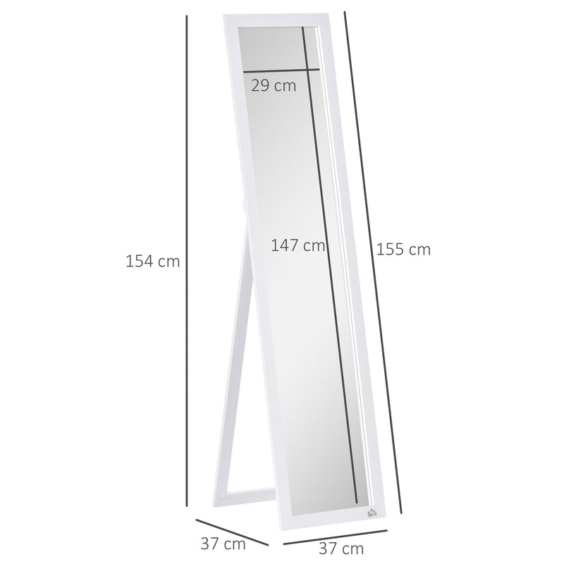 Full Length Dressing Mirror for Bedroom or Hallway with Freestanding Design, White
