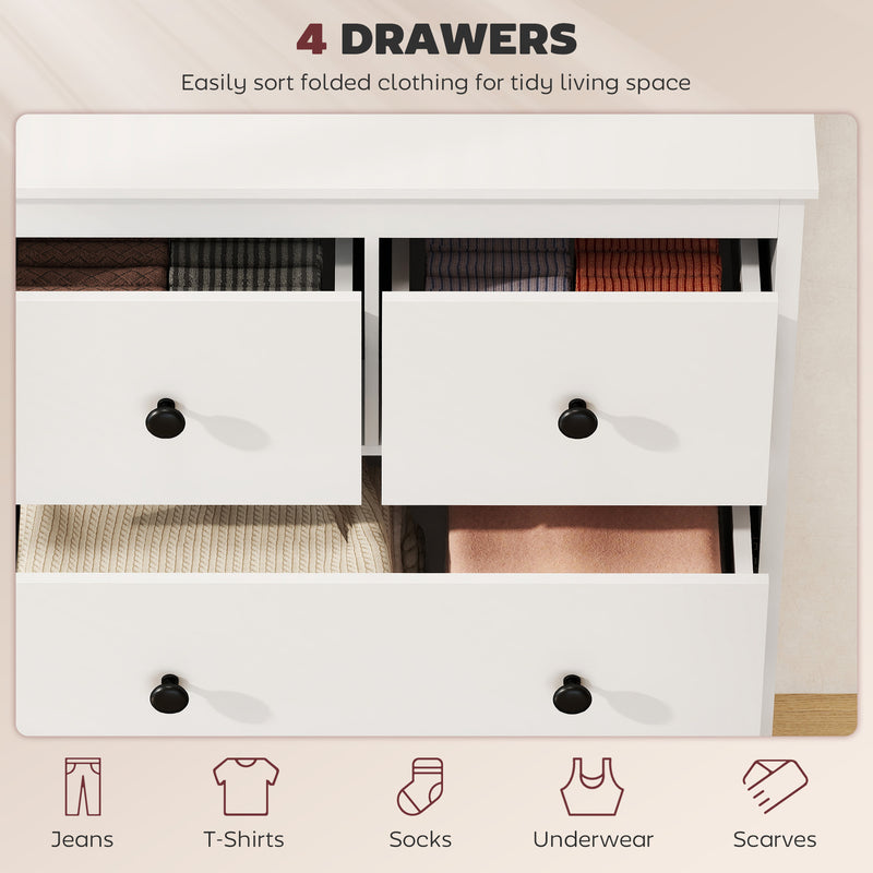 Chest of Drawers for Clothes and Bedding Storage with Smooth Quiet Drawers White AOSOM