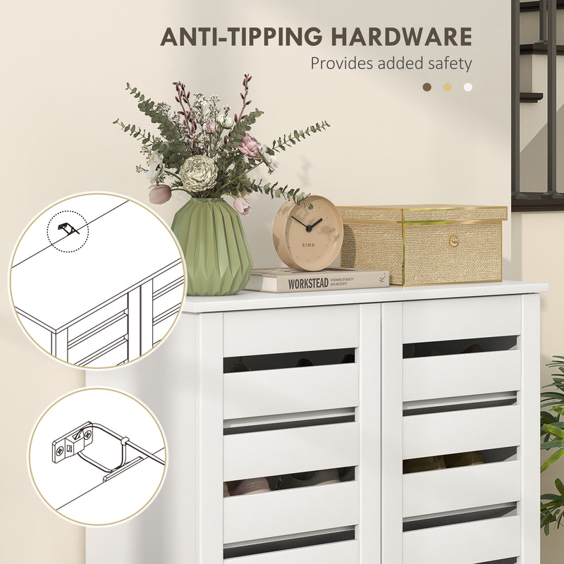 Shoe Storage Cabinet with Five Adjustable Shelves and Ventilated Doors White AOSOM